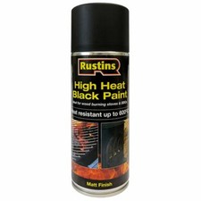 Image of Rustins High Heat Resistant Paint Matt Black BBQ Stoves Fireplaces 600ºC Temp