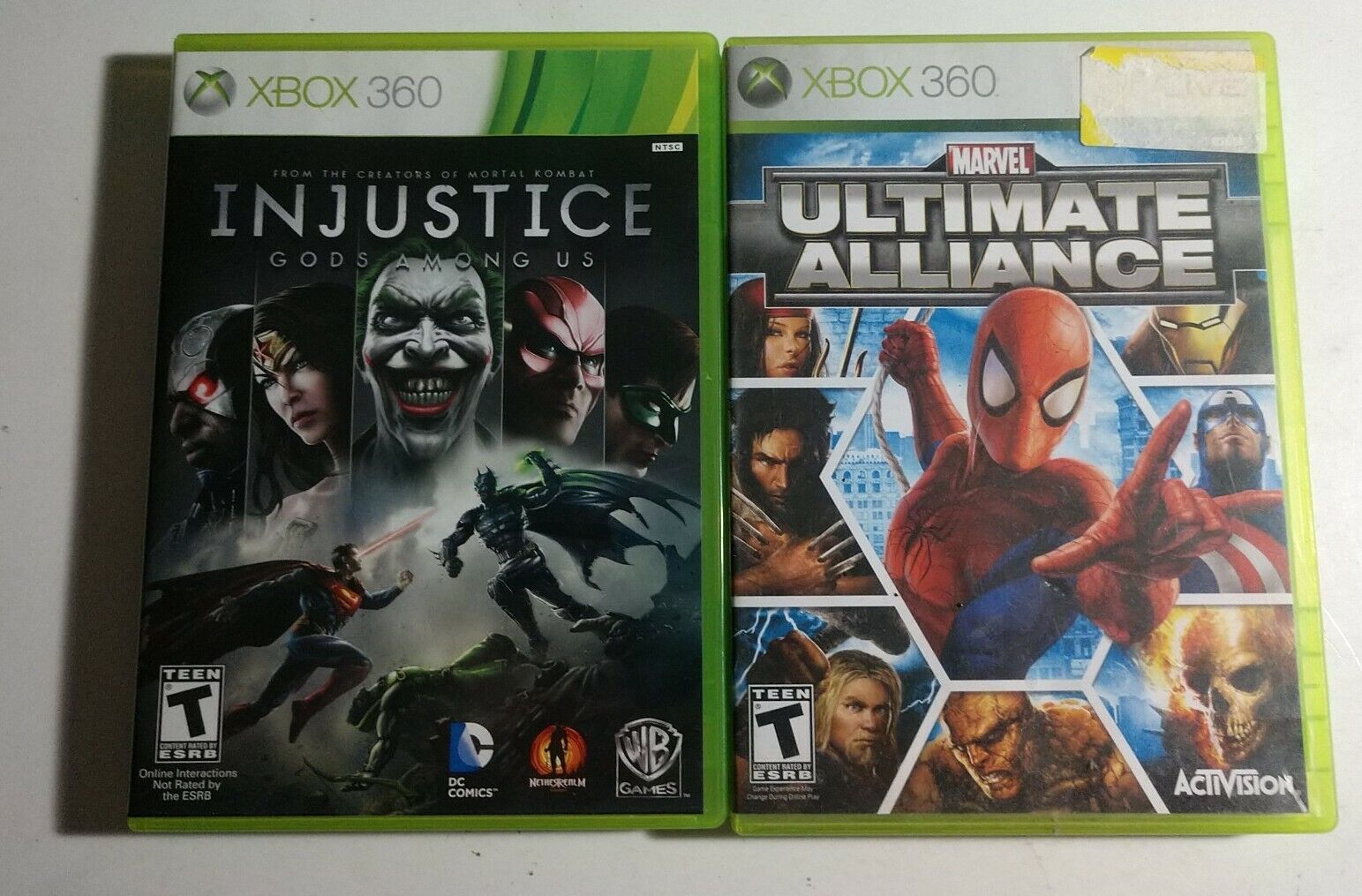 Lot of 2 Xbox 360 video games. 1. Ultimate Alliance 2. Injustice Gods among  us.