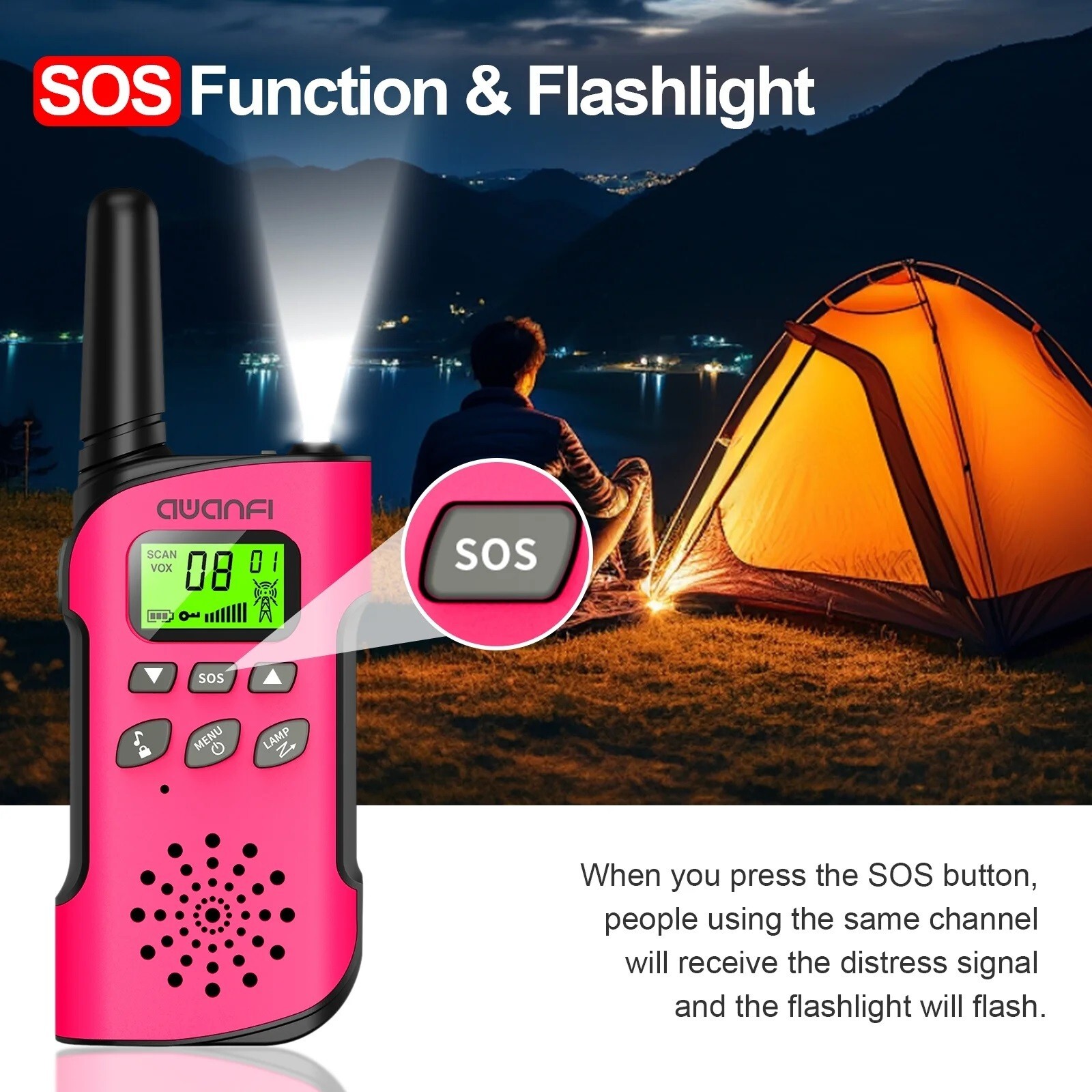 Rechargeable 2 Pack Walkie Talkies for Kids Long Range 22 Channels 2 Way Radio