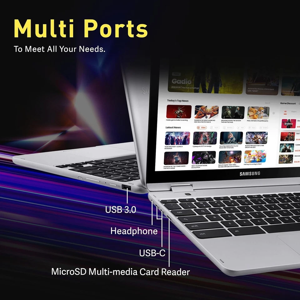 Samsung 12.2" Chromebook 2-in-1 4GB RAM 64GB eMMC  with SD card - Image 3 of 4