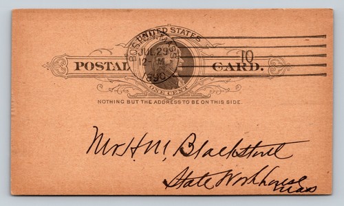 c1890 Boston To State Work House MA Postal Card Chandler & Barber Hardware Msg