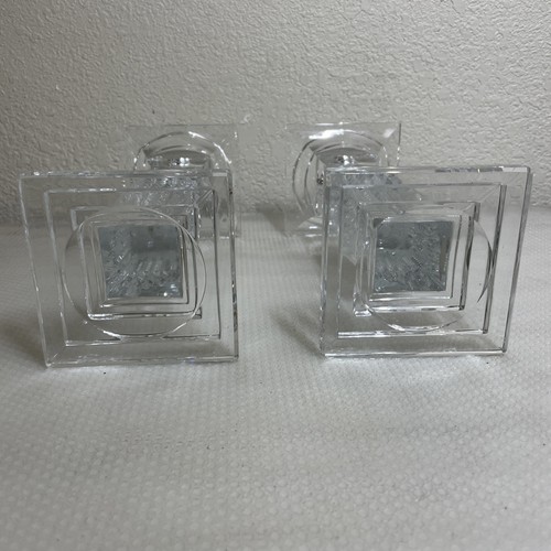 Vintage Shannon 24% Crystal Square Pillar Taper Candle Holders Size 9" **AS IS** - Picture 6 of 9