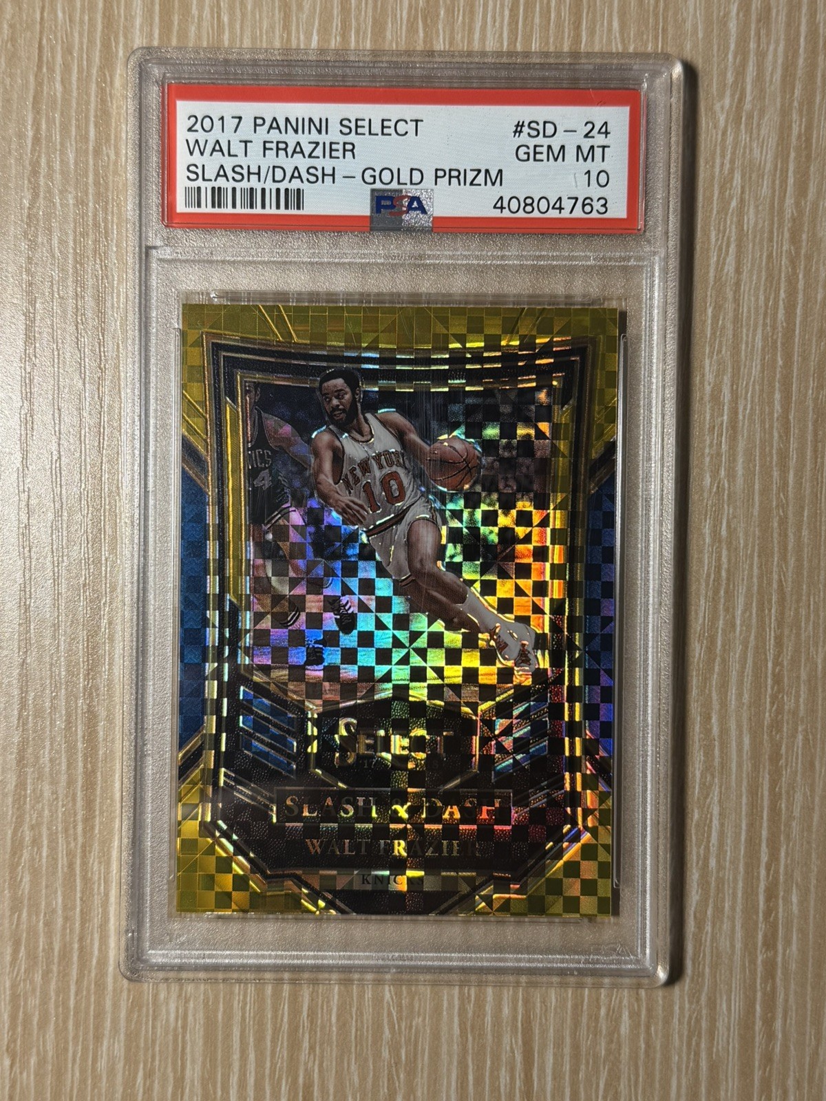 Walt Frazier 2017 Panini Select Gold Prizm Slash & Dash #d /10 PSA 10 POP 1