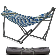 Premium Quality Portable Chevron Hammock with Stand Easy Setup 550lb Capacity