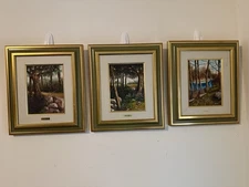 Set 3 A. Lunazzi Original Oil Paintings Woodland Landscapes Signed Framed 12×14