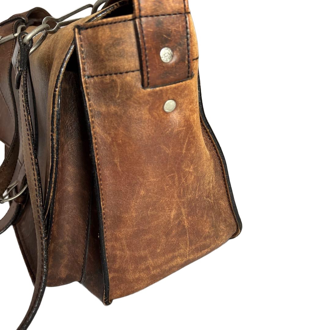 PORTER GROUND 70th Anniversary Leather Messenger Bag Vintage Dark Brown Japan