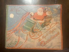 Vintage 1943 THE NIGHT BEFORE CHRISTMAS Saalfield fold out JINGLE BOOK
