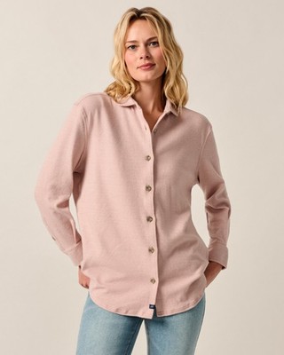 johnnie-O Priscilla Knit Flannel Shacket Womens Ash Rose (7851983)