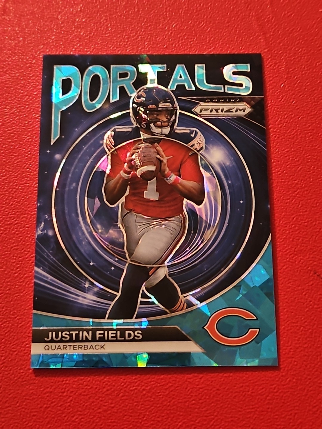 🏈#60/99 2023 Panini Prizm - Portals Justin Fields #PO-7 Blue Ice Prizm
