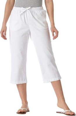 Woman Within Off White Drawstring Linen Blend Capri Pants NIP Size 22W