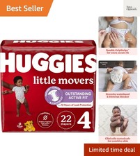 Huggies Size 4 Diapers, Little Movers Baby Diapers, Size 4 22-37 lbs, 22 Coun...