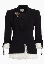 Cinq A Sept Roxie Blazer Black Ivory NWT 10 $695
