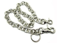 Solid Brass (Cast) Double Clip Azuki Wallet Chain, Gloss Nickel Silver