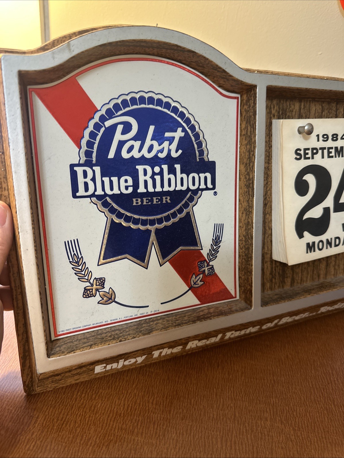VINTAGE PABST BLUE RIBBON BEER CALENDAR SIGN 1984 Calendar Pages