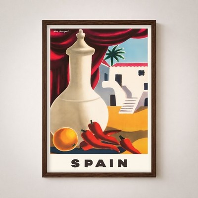 Spanien Vintage Reise Poster Druck | Spanisches Stillleben Tourismus Retro Wandbild