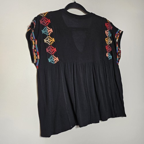 THML Boho Embroidered Top Tassel Front Tie Size XS - Picture 8 of 12