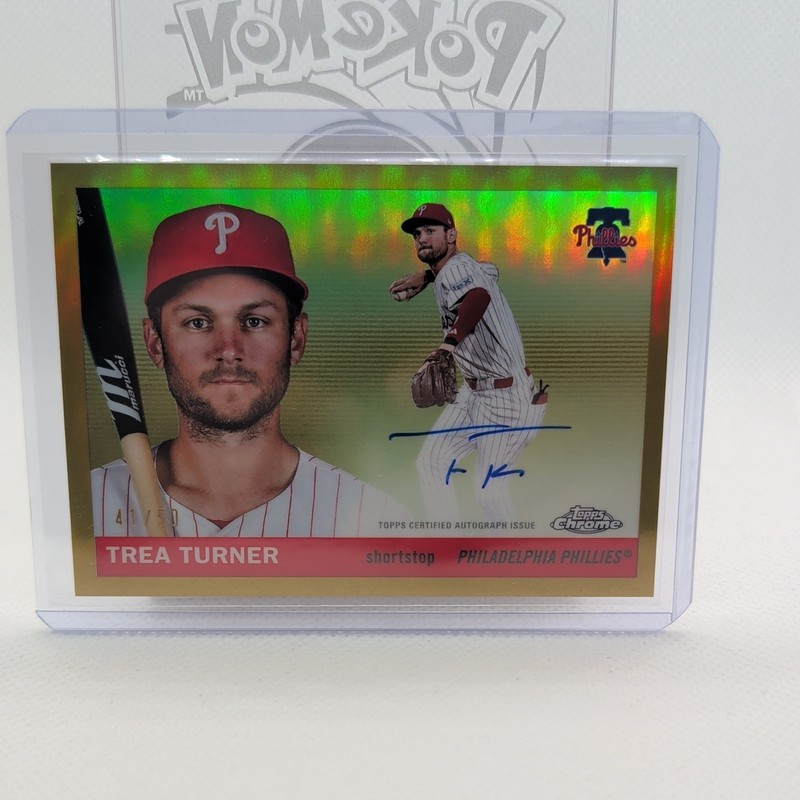 2025 Topps Chrome Platinum Trea Turner Autograph AUTO Gold Refractor 41/50