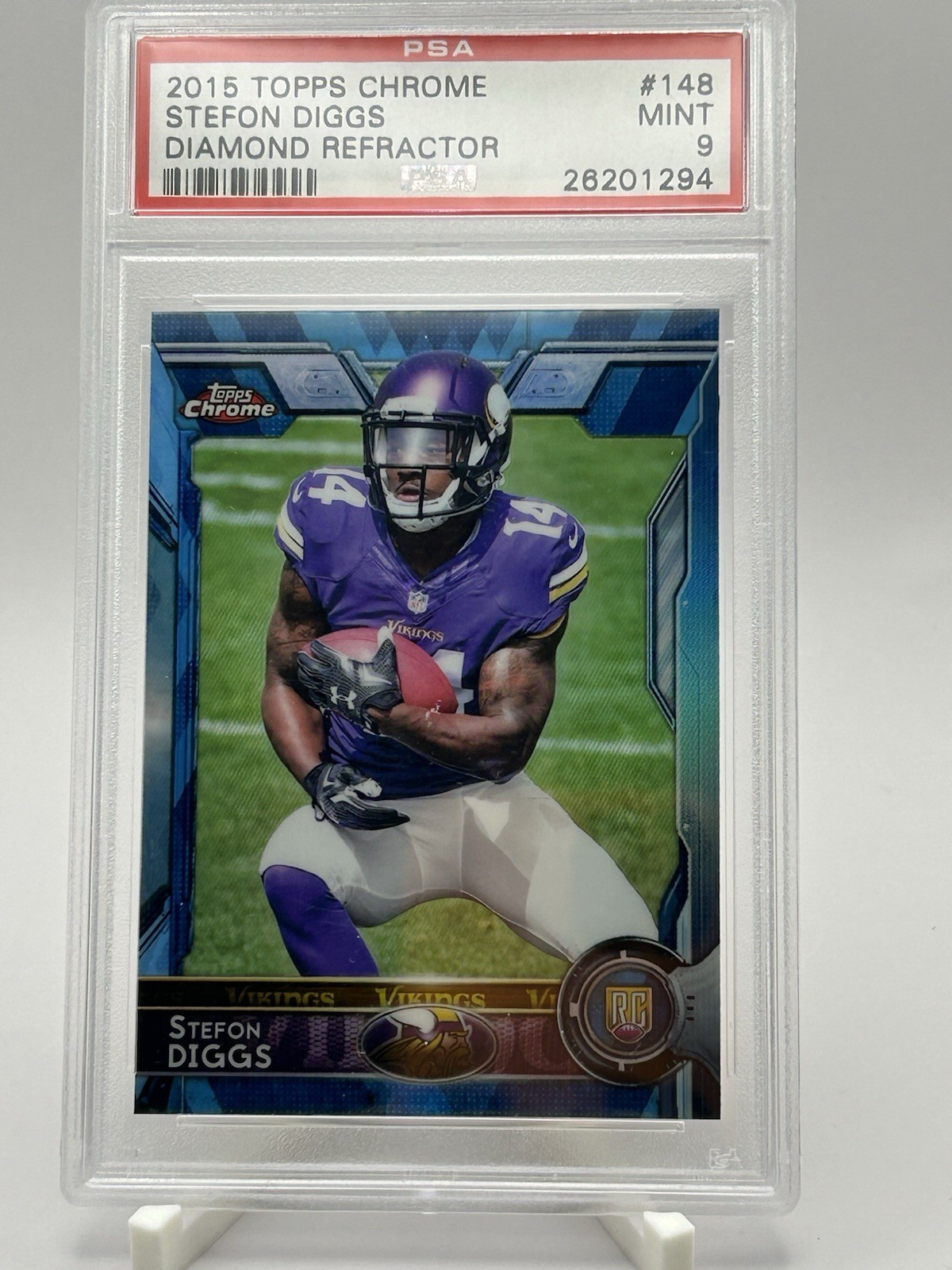 2015 Topps Chrome Blue Diamond Refractor Rookie Stefon Diggs #148 PSA 9 Vikings
