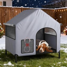 38" Warm Large Dog House Outdoor Indoor Insulated Pet Shelter Tent with Cover