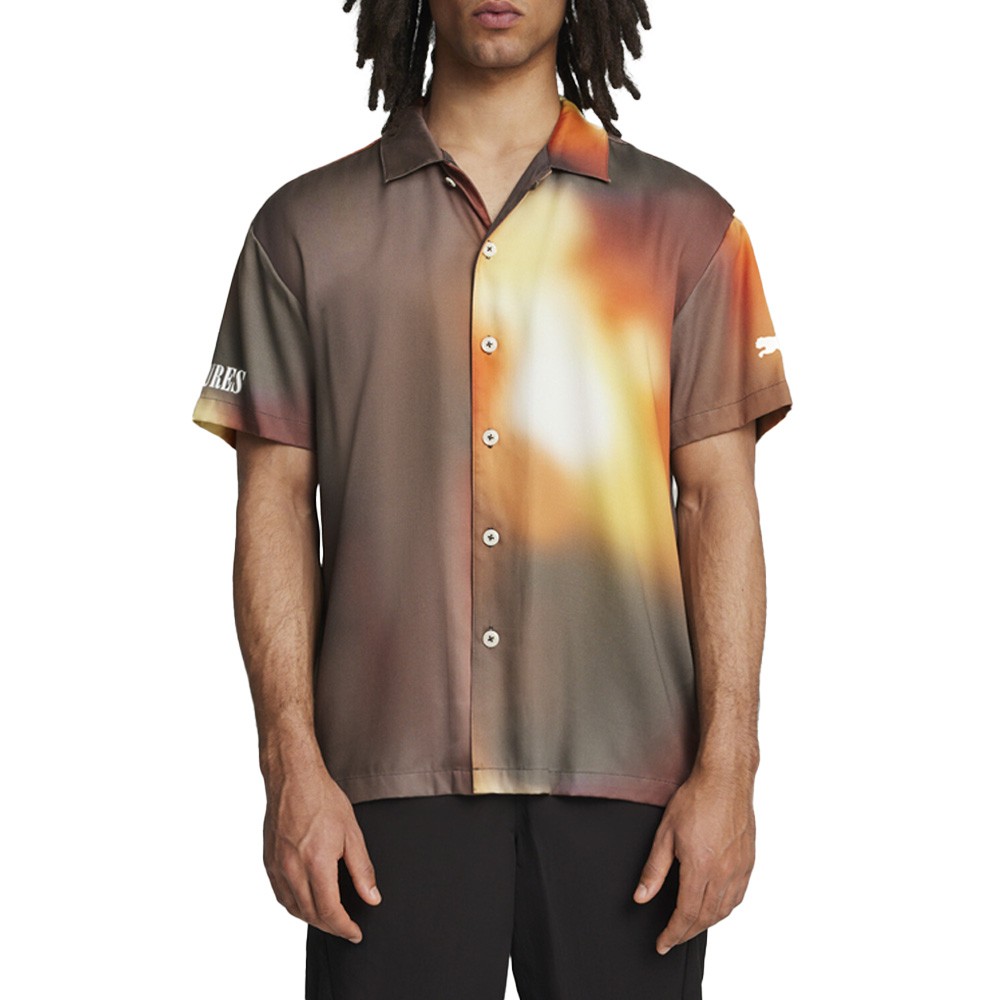 トップス Immediate purchase OKpuma pleasures PUMA Graphic Collared Short Sleeve Button Up Shirt X