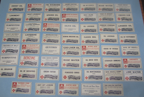 Konvolut 54 alte Vintage - BUTTE MONTANA Drogerie Rx Apotheke Etiketten - alle Diff.