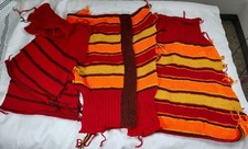 Vintage Acrylic Knit/Crochet Striped Sweater ...