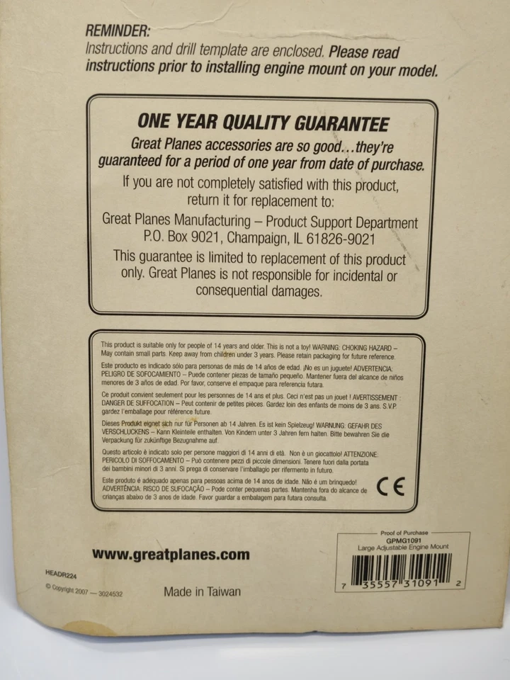 Gran Avión Grande Ajustable .60-1.08 Montaje Motor GPMG1091 RC Pieza Avión Foto 4 de 4