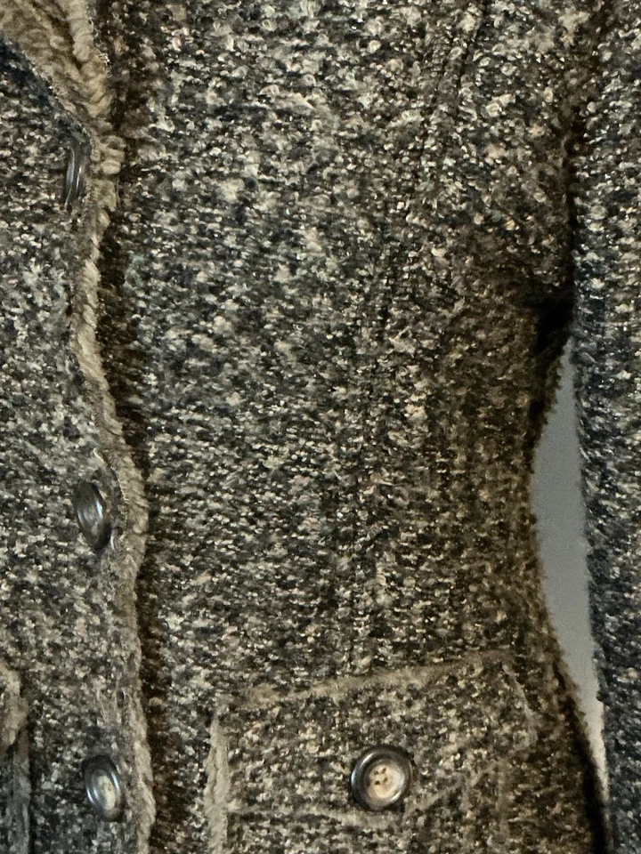 Chaqueta Blazer True Grit Boucle Tejido Tweed Manga Larga Multicolor Verde Oliva XS Foto 3 de 4