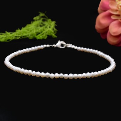 Real Pearl Bridal Anklet   Something Blue Wedding Foot Jewelry   Bridesmaid Gift