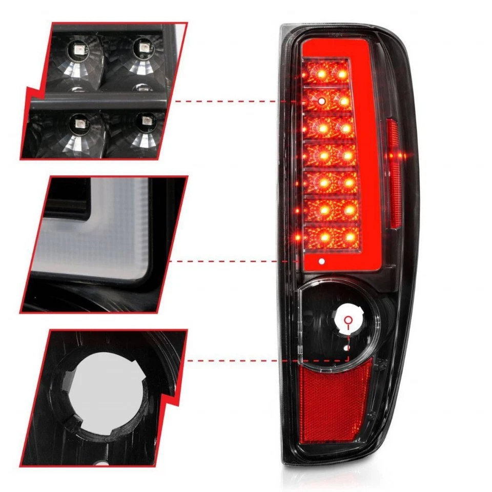 Luces traseras LED ANZO para GMC Canyon 2004-2012 con barra de luz carcasa negra Foto 3 de 4