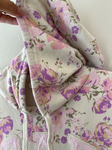 Felpa con cappuccio Gap taglia M panna logo floreale pullover Terry maglione francese - Foto 6 di 8