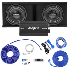 SKAR AUDIO DUAL 12" 2400W SDR COMPLETE BASS PKG LOADED SUB BOX - AMP - WIRE KIT