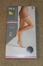 New 2 Pair Silk Impressions Light Support Sheer Coffee Bean Sz XXL Pantyhose NEW