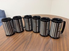 Lot of 6 John Deere ThermoServ Black Silver Mugs Thermo Serv Exc Condition USA