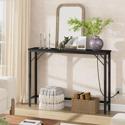 5.9 in Narrow Console Table with Power Outlets, pact Sofa