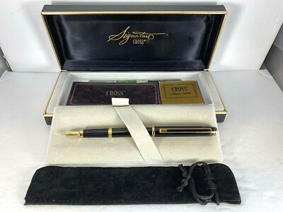 CROSS SIGNATURE BLACK LACQUER FOUNTAIN PEN w22K GOLD APPOINTMENTS