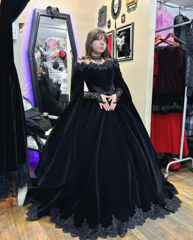 black velvet wedding dress Black Velvet Dress, Bridesmaid Dress, Wedding Guest Dress, Evening Gown, Velvet Long Dress, Formal Dress, Wedding Dress, Engagement Dress