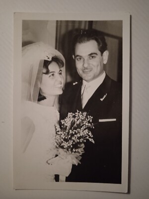 Vintage Old Photo Young Greek Couple Just Married Bride Groom GREECE ORG VTG