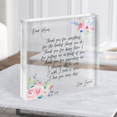 Blumendesicht für Mama quadratisch personalisierter Acrylblock