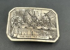 Vintage 70s Alice In Wonderland The Mad Hatter Tea Party Belt Buckle 1972