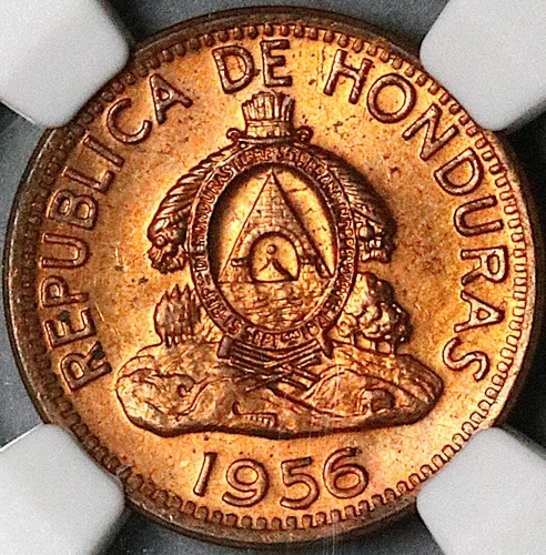 1956 NGC MS 64 RD Honduras 2 Centavos de Lempira Red Coin (24072103C)