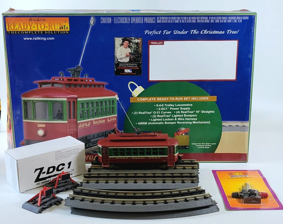 Hard to Find MTH Rail King 30-4040 Christmas Trolley Complete Set - NIB - Image 3 of 4