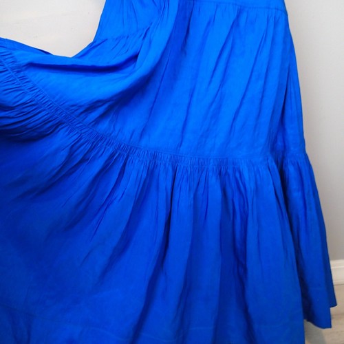 Robe maxi coton bleu cravate dos lin mélangé La Ligne taille L - Photo 2/21