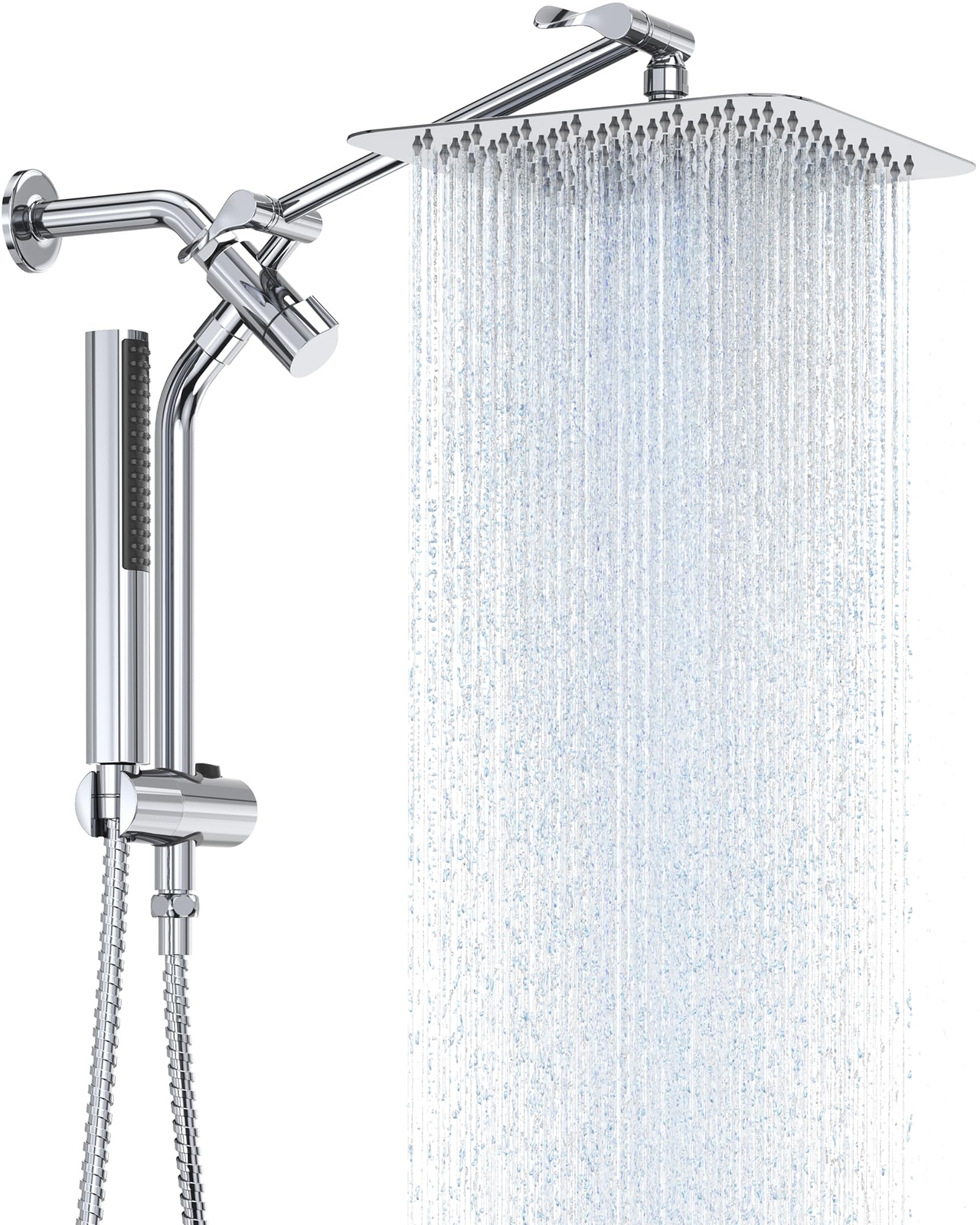 10'' All Metal Rain Shower Head with Handheld Spray Combo, Wide Square Shower...