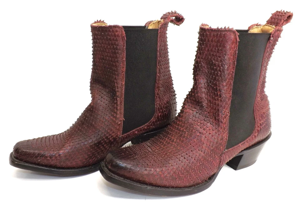 Stetson Python Snakeskin Print Chelsea Boots - Men's size 6.5 - Women's size 8 - Image 2 of 4