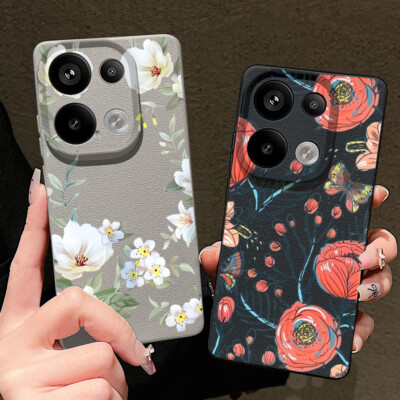 For Xiaomi Redmi Note 14 13 12 11 Pro 13T Soft TPU Shockproof Flower Case Cover