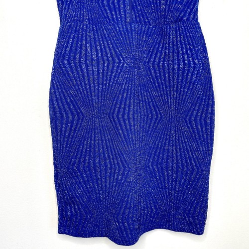 Charlotte Russe Electric Blue Cutout Halter Mini Dress XS Metallic Semi Formal - Picture 6 of 17