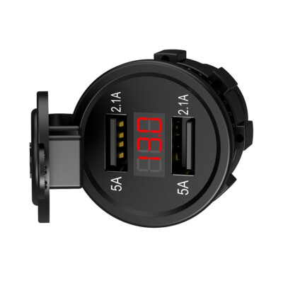 4.2A Motorcycle Charger Voltmeter Dual USB Fast Charger Power Adapter Waterproof