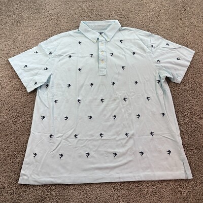 Polo Ralph Lauren Shirt Mens 2X Big Blue Swordfish Embroidered Knit Oxford