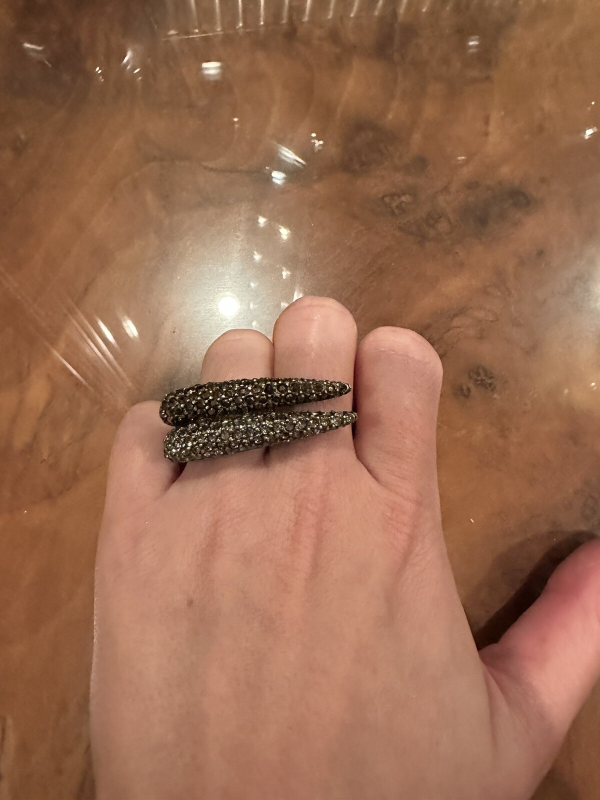 Double Claw Crystal Statement Cocktail Ring - image 5